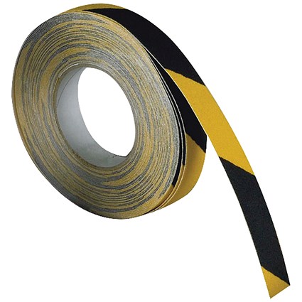 Self-Adhesive Anti-Slip Tape, Black/Yellow, 50mm x 18m, Single Roll