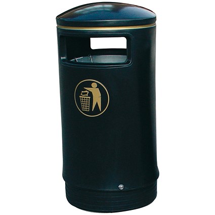 Outdoor Hooded Top Bin 75 Litre Victorian Black