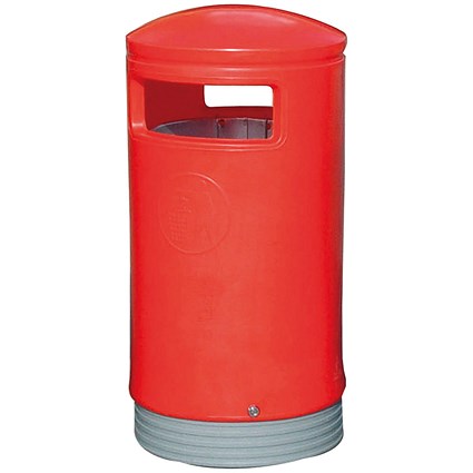 Outdoor Hooded Top Bin 75 Litre Red