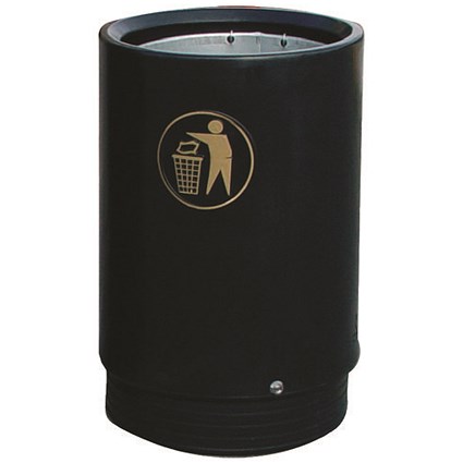 Black and Gold Victorian Open Top 75 Litre Bin