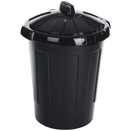 Plastic Dustbin, 80 Litre, Black