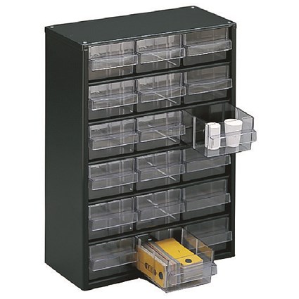 Clear 18 Drawer System Dark Grey Storage Cabinet 324117