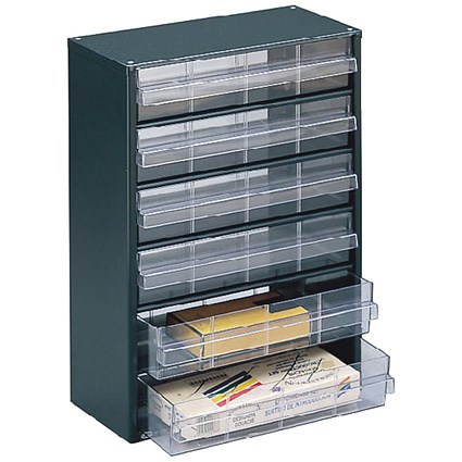 Clear 6 Drawer System Dark Grey Storage Cabinet 324223