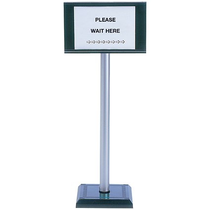 PVC Post Floor Standing Sign Holder, A4, 110cm, Silver