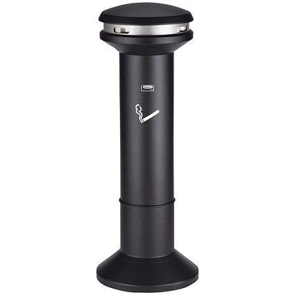 High Capacity Smoking Ash Stand, 25.4 Litres, Silver and Black High Capacity Smoking Ash Stand, 25.4 Litres, Silver and Black