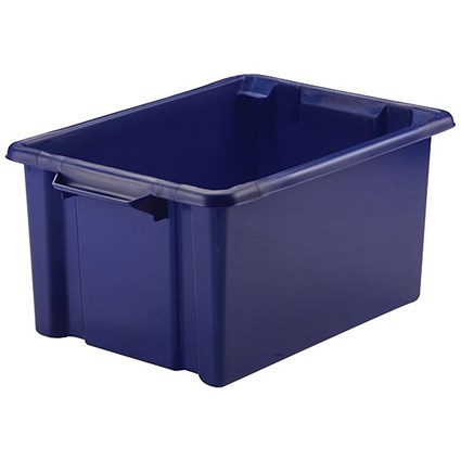 Jumbo Plastic Storemaster Crate With Lid, 560x385x280mm, Blue 374344