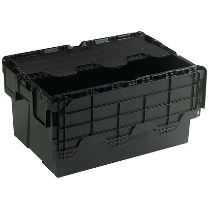 Attached Lid Container 54L Black 375814