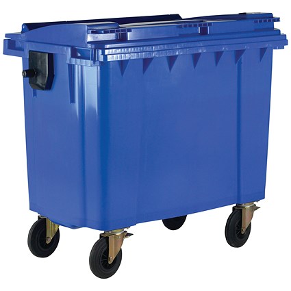 Wheelie Bin with Flat Lid 1100 Litre Blue (Dimensions: H1450xW1400xD1200mm)