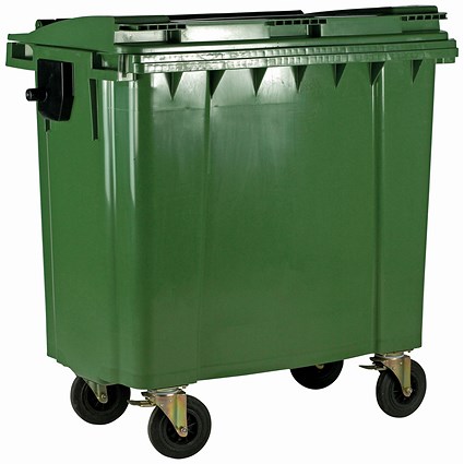 Wheelie Bin with Flat Lid 1100 Litre Green (Made of UV stabilised polyethylene)