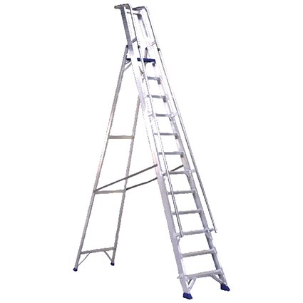 Aluminium Step Ladder With Platform 10 Steps 377860