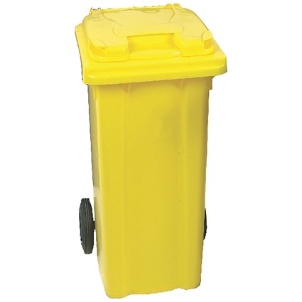 Yellow Clinical Waste 2 Wheel Refuse Container 240 Litres