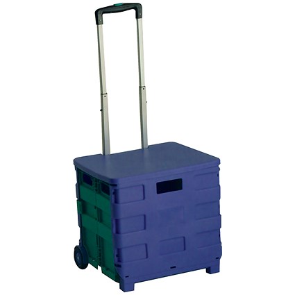 Folding Container Trolley with Lid Blue /Green 379531