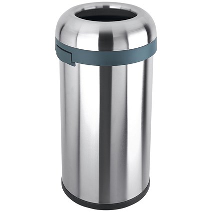 Open Top Bullet Bin 60 Litre Silver