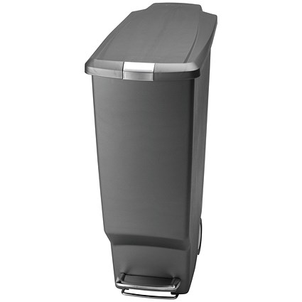 Slim Plastic Pedal Bin 40L Grey