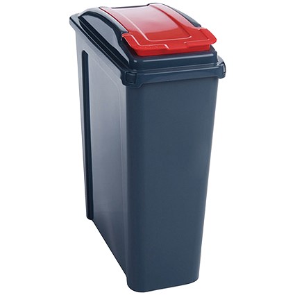 VFM Recycling Bin with Lid 25 Litre Red