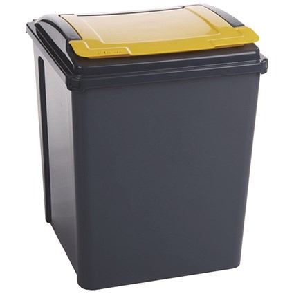 VFM Recycling Bin with Lid 50 Litre Yellow (Dimensions: 390x400x510mm)