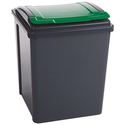 VFM Recycling Bin With Lid 50 Litre Green (Dimensions: W390 x D400 x H510mm)
