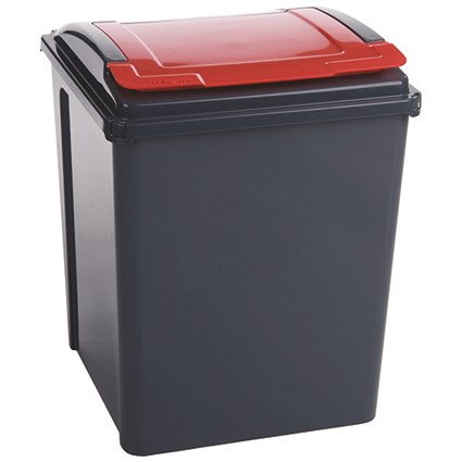 VFM Recycling Bin With Lid 50 Litre Red