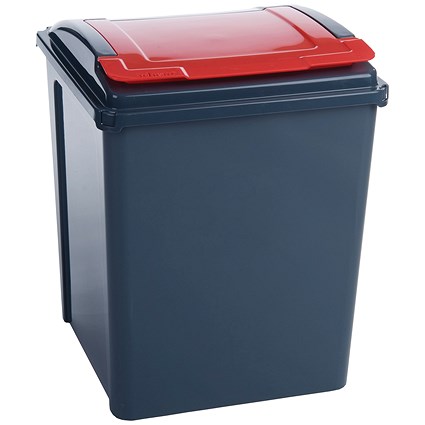 VFM Recycling Bin With Lid 50 Litre Red