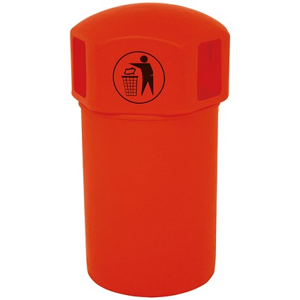 VFM Spacebin Hooded Plastic/Galvinised Liner Tidyman 145L Red
