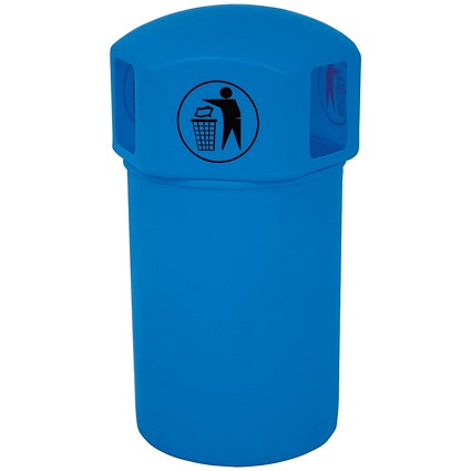 VFM Spacebin Hooded Plastic/Galvinised Liner Tidyman 145L Blue