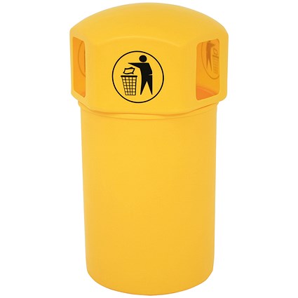 VFM Spacebin Hooded Plastic/Galvinised Liner Tidyman 145L Ylw