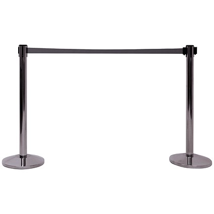 VFM Barriers with 3.4m Belt Chrome (Pack of 2)