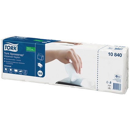 Tork Xpressnap 1-Ply Napkins, 130mmx130mm, White, Pack of 1125