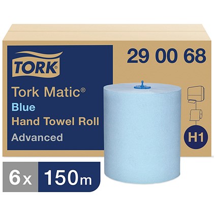 Tork H1 Matic 2-Ply Hand Towel Roll, Blue, 150m, Pack of 6