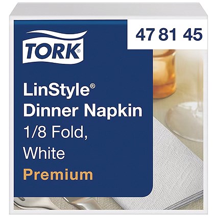 Tork Linstyle Dinner Napkin White 8 Fold (Pack of 50)