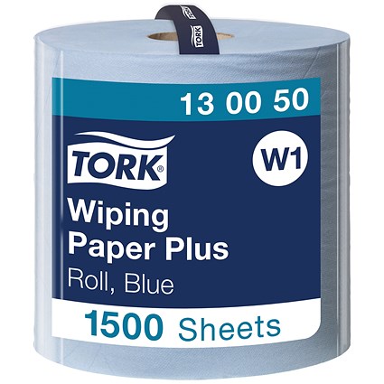 Tork W1 2-Ply Wiping Paper Plus, 510m, Blue