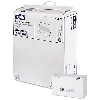 Tork H2 Xpress Universal Z-Fold 2-Ply Multifold Hand Towels, White, Pack of 4266