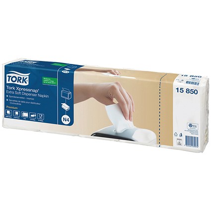 Tork Xpressnap 2-Ply Napkins, 213mmx165mm, White, Pack of 1000 Tork Xpressnap 2-Ply Napkins, 213mmx165mm, White, Pack of 1000