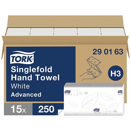 Tork H3 2-Ply C-Fold Hand Towel, White, Pack of 3750