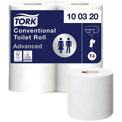 Tork Conventional Toilet Roll, 2-Ply, 320 Sheets Per Roll, Pack of 36