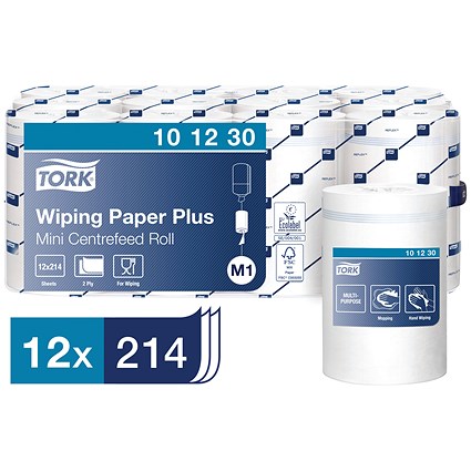 Tork M1 2-Ply Mini Centrefeed Roll, 75m, White, Pack of 12