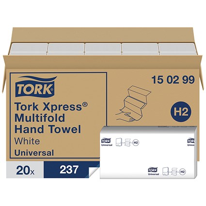 Tork Xpress 2-Ply Multifold Hand Towel, White, Pack of 4740