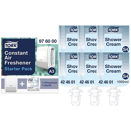 Tork S4 Shower Cream, 1 Litre, Pack of 6 - Get Free Air Freshener Starter Pack