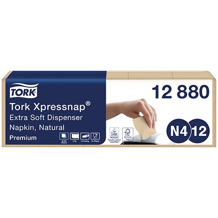 Tork Xpressnap Extra Soft 2-Ply Napkins, 213mmx165mm, Natural, Pack of 1000