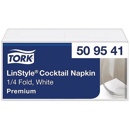 Tork Linstyle Cocktail Napkin White 4 Fold (Pack of 100)