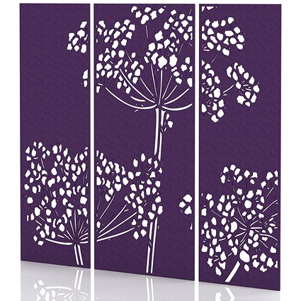 Sch! Acoustic Wall Panel - Wildflower (3 panels) - Plum Purple
