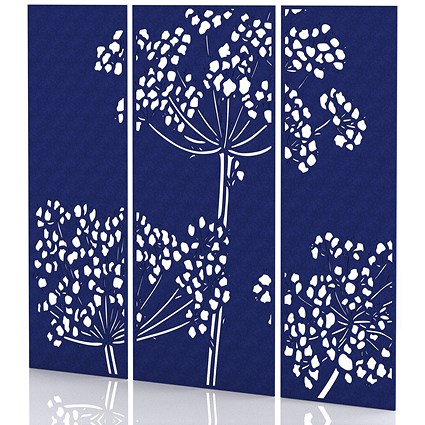 Sch! Acoustic Wall Panel - Wildflower (3 panels) - Cobalt Blue