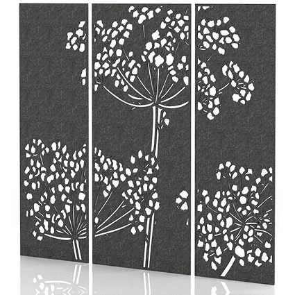 Sch! Acoustic Wall Panel - Wildflower (3 panels) - Graphite Charcoal