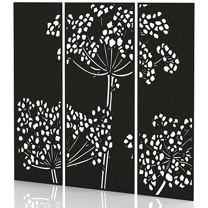 Sch! Acoustic Wall Panel - Wildflower (3 panels) - Raven Black