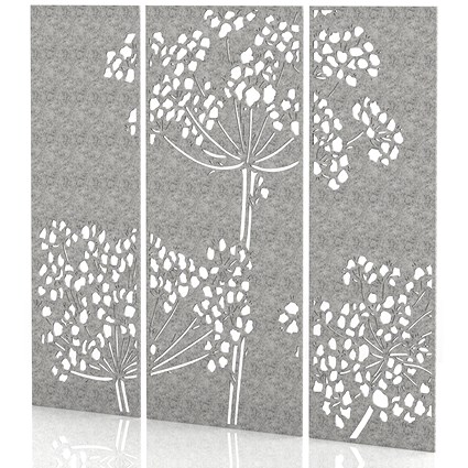 Sch! Acoustic Wall Panel - Wildflower (3 panels) - Pebble Light Grey