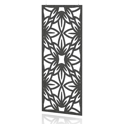 Sch! Acoustic Hanging Wall Panel - Flower - Graphite Charcoal