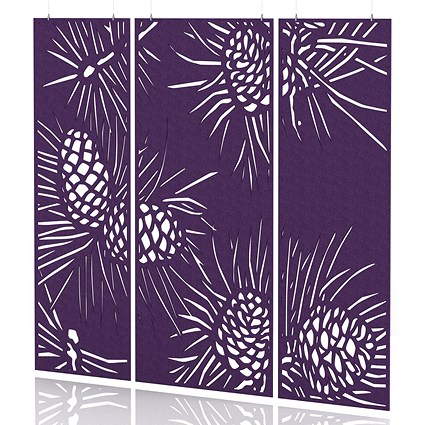 Sch! Acoustic Hanging Wall Panel - Pine (3 panels) - Plum Purple