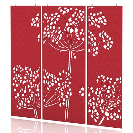 Sch! Acoustic Hanging Wall Panel - Wildflower (3 panels) - Poppy Red