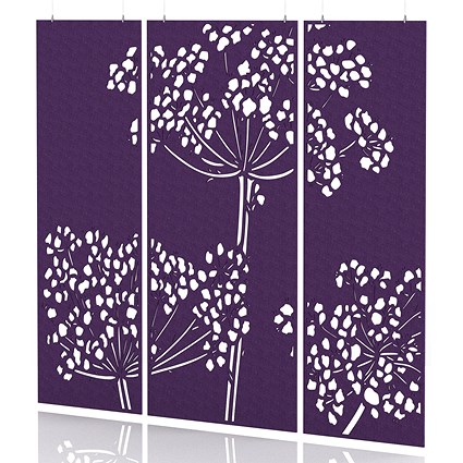 Sch! Acoustic Hanging Wall Panel - Wildflower (3 panels) - Plum Purple