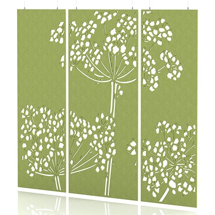 Sch! Acoustic Hanging Wall Panel - Wildflower (3 panels) - Lime Green